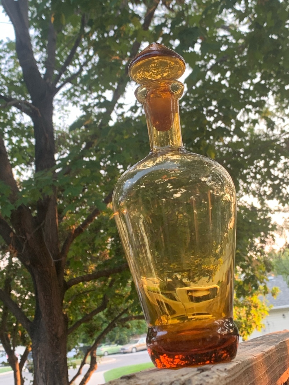 Vintage Mid-Century Modern (MCM) Amber Glass Decanter